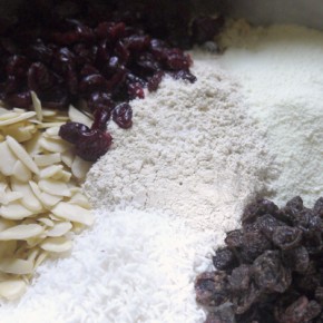 Combining all the dry ingredients.