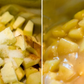 Making the apple filling.